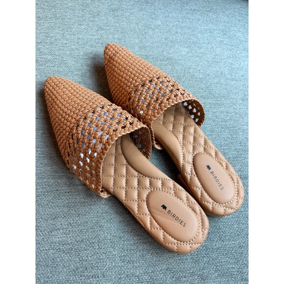 Birdies Dove Woven Toffee Brown Vegan Faux Leather Pointed Toe Slide Mules 10.5 - Picture 8 of 10